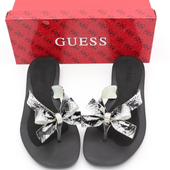 guess tutu bow flip flops navy